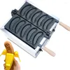 Brödtillverkare kommersiella elektriska 5st Banana -formad våffla maskinpinnstillverkare mat snacks bakningsutrustning