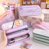 Crayon Sacs Mignon Multicouche Cas Grande Capacité Esthétique Papeterie Anime Sac Boîte pour Filles Organisateur Kawaii Fournitures Scolaires 230802