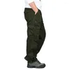 Calças masculinas de algodão cargo primavera outono casuais multibolsos calças compridas para homens calças retas exército militar tático