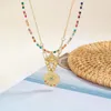 Hangertjes ketting Gekleurd Geglazuurd Met de hand gemaakt Kralenketting Modieus Meerlaags Koper Verguld Duivelsoog Dames Ketting Dagelijks Feest Sieraden