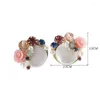 Boucles d'oreilles TDQUEEN Tendance Ronde Shell Fleur Cristal Perle De Mode Bijoux Oreille Pour Les Femmes