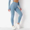 Leggings femme taille haute pantalons de Yoga énergie sans couture salle de sport couleur unie entraînement course Fitness entraînement sport