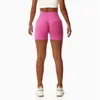 Yoga outfit Summer Seamless Cross High midja Yoga Shorts Elasticitet snabb torr höftlyftbyxor andningsbara löpande sportcykel shorts kvinnor 230801