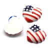 Fiori decorativi 20/50pcs 2023 Kawaii USA Cuore Resina Flatback Cabochon 26MM Strisce Bandiera americana Cuori Centri fiocco per capelli fai da te