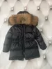 Kids Luxury designer puffer white duck down coats winter warm girls boys unisex real animal fur jacket children windproof hoodie coat baby clothes