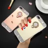 Cell Phone Cases For iPhone 14 13 12 11 Pro Max X Xs XR 7 8 Plus SE2 Phone Case Luxury Mirror Rhinestone Diamond Glitter Bling Ring Holder Cover L230731