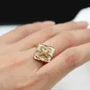 Italian Craft Brushed Four-leaf Clover Ring Female White Fritillaria Personality Hollow Pattern Open