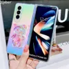 Mobiltelefonfodral söt 3D Crystal Bear Bracket Laser Gradient Färgglad transparent fodral för Samsung Galaxy Z Fold 4 Zfold3 5G Rainbow Hard Cover L230731