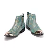 Christia Bella Kış Partisi Resmi Adam Ayakkabı İngiliz Sandık Ayak Ayak Bileği Botları Baskı fermuarlı gerçek deri kovboy kısa botlar