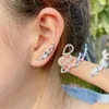 Stud Earrings ThreeGraces Fashion Multicolor CZ Crystal Gold Color Simple Small Feather Heart Ear Cuff Jewelry For Women ER955