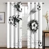 Curtain Football Soccer Black 2 Pieces Thin Children's For Boys Window Drape Living Room Bedroom Home Decor