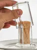 2st Toothpick Holders Transparent tandpetare Bomullspinne Förvaringsbox Hotel Dotad Dust Dispenser vardagsrum Hem R230802