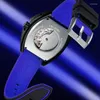 Нарученные часы Mark Fairwhale's Tonneau Cial Skeleton Watch Автоматические механические мужские водонепроницаемые военный резиновый ремешок