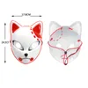 Máscara de iluminação LED de Halloween Assustador Brilhante Fox Rave Purge Festival Cosplay Adereços Homens Mulheres Masquerade Cosplay Traje Demon Slayer