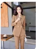 Kvinnors tvåbitar byxor High End Office Professional Blazer 2-stycke Set Autumn Solid Fashion Female Jacket Business Pusa Plus Size Plus Size Plus Size