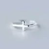 S925 Silver Ring Female Personality Smooth Face Open Cross Index Finger Fashion J1170