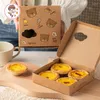 Emballage cadeau tartes aux oeufs Kraft papier emballage boîte dessin animé mignon jetable 4 pièces cuisson portugaise