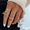 Cluster Ringen 8 Stks/set Vrouwen Eenvoudige Knuckle Accessoires Bohemian Vlinder Goud Kleur Ring Set Zirkoon Bloem Blad Open