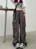 Damenhosen Y2K Streetwear Vintage Chic Cargo für Frauen Hohe elastische Taille Breites Bein Gerade Hose Punk Weibliche Joggerhose 230801