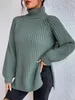 Kadın Sweaters Sweater 2023 Sonbahar/Kış Ürün Dilek Örgüsü Orta Uzun Raglan Kolları Yüksek Flip Yaka Bölünmüş Elbise Üstler İçin