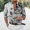 Camisas casuais masculinas Camisa de manga comprida masculina Flores | Coleira Borboleta - 2023