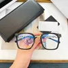 2023 Nuovi occhiali da sole firmati di lusso Stesso stile Miopia Anti Blue Light 0749 Black Plain Face Slim Men and Literary Glasses Frame Women