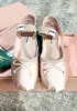 LUXURY MIU Paris Ballet Fashion Designer Professional Dance Shoes 2023 Satin ballerinas mm Platform Bowknot Shallow Mouth Single Shoe flat sandals for women