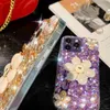 Cell Phone Cases 3D Pearl Bling Rose Diamond Chain Holder Phone Case For Samsung Galaxy A74 A54 A53 A73 A33 A32 A51 A71 A72 A52 A23 A22 A13 A12 L230731