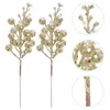 Flores decorativas, 10 Uds., ramas artificiales de madera de pino, tallo de bayas falsas, relleno de purpurina, decoraciones para árboles de Navidad, corona de espuma