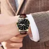Relógios de pulso POEDAGAR Relógios masculinos Moda Relógios de couro de alta qualidade À prova d'água Luminoso Semana Data Top Brand Relógio de pulso masculino de quartzo de luxo 230802