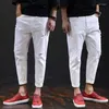 Jeans masculino 2023 branco masculino harém rasgado calça desgastada primavera verão masculino plus size 38 40 42 meninos calças cowboy