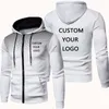 Herenjassen Doe-het-zelf herenhoodies met capuchon Bedrukking zoals Po of logo Eigen ontwerp Aangepaste jas Outdoor Sweatshirt met lange mouwen en rits