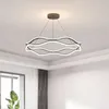 Lustres Rond En Aluminium LED Pendentif Lumières Télécommande Gradation Foyer Restaurant Lampe Cordon Réglable Or Noir Moderne