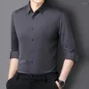 Men's Casual Shirts Men's 2023 Men Smart Oblique Stripe Navy Blue Green Gray Black Tops Male Turn Down Collar Slim Fitting Shirt 4