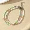 Enkelbanden 3 stks/set Gemengde Kleur Rijst Kraal Kreeft Sluitingen Voor Vrouwen Strand Vakantie Kleurrijke Casual Voeten Ketting Mode-sieraden Gift