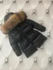 Enfants luxe designer puffer blanc canard vers le bas manteaux hiver chaud filles garçons unisexe véritable fourrure animale veste enfants coupe-vent à capuche manteau bébé vêtements