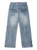 Mannen Jeans Vintage Y2K Baggy Cargo Vrouwen Oversized 90 S Streetwear Button Up Wijde Pijpen Denim Broek Zakken Retro broek Vrouwelijke