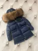 Kids Luxury designer puffer white duck down coats winter warm girls boys unisex real animal fur jacket children windproof hoodie coat baby clothes