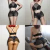 Nxy kvinnor sexig knicker underkläder set brev mönster skörd smal se genom mesh ruffle hög midja transparent behå och trosor danskläder 230717