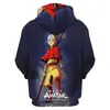 Moletons masculinos Avatar The Last Airbender Graphic Hoodie Roupas masculinas 3D Anime Aang Estampado Feminino Harajuku Moda Pulôver com capuz