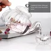 Conjuntos de louça Bule de vidro com tampa infusora Forma de abóbora florida e chá de folhas soltas Bule de café para festa