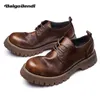 Geklede Schoenen Moderne Britse Stijl Dikke Bodem 5 Cm Casual Zacht Leer Oxfords Man Grote Kop Verhoogde Wedge Flatforms 230801