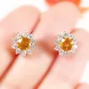 Stud Earrings Natural Real Citrine Round Small Earring 925 Sterling Silver 5 5mm 0.4ct 2pcs Gemstone Fine Jewelry For Men Or Women X21897
