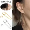 Dos boucles d'oreilles oreille manchette Clip métal asymétrique personnalité pas percé longue chaîne crochet indolore