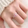 Cluster Rings S925 Sterling Silver Ring Women's Pink Diamond Zircon Fashion Personlighet High-End Temperament Light Luxury Pekarfinger