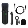 Microphones Upgraded USB MicMetal Condenser Live Microphone With Tripod And Button Control Function For / Sing Voice Chat