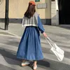 Denim Dress Women's Spring and Autumn 2021 New Waist Slimming Style Fashion Knee Length Long Sleeve Shirt Skirt