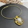 Pendanthalsband 2023 Lotus Fish Pearl Women's China-Chic Retro Style Lys Luxury Fashion Halsbandsmycken