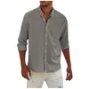 Men's Casual Shirts Camisas E Blusas Blouse Loose Tops Long Sleeve Tee Shirt Fashion Hawaiian Solid Men Handsome