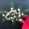 Dekorativa blommor 45 cm dia Artificial Flower Row Arrangement väggbakgrund bröllopsdekoration väg ledande falska växter po rekvisita